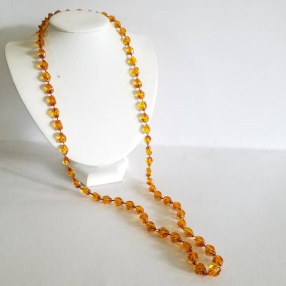 Retro Sarah Cov Faux Amber Beaded Necklace